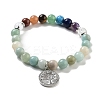 Natural Flower Amazonite Round Beaded Chakra Stretch Bracelets BJEW-K251-01A-2