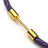 Brass Column Bar Link Bracelet with Leather Cords BJEW-G675-05G-13-2