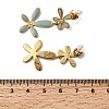 304 Stainless Steel Enamel Flower Dangle Stud Earrings EJEW-G451-02G-3