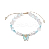 8mm Round Synthetic Moonstone & Shell Pearl Braided Bead Bracelets BJEW-JB10428-3