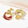 Brass Enamel Dangle Stud Earrings for Women KK-CBA760A-12G-03-3