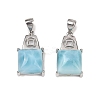 2Pcs Natural Larimar Square Coin Pendants SJEW-D300-01P-2