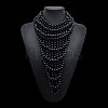 Round Wood Beaded  Multi Layered Bib Necklaces for Women FS-WG9E278-02-1