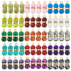 60Pcs 15 Color Baking Paint Glass Round Beaded Pendants PALLOY-HY00032-1