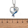 Brass Blue Cubic Zirconia Mermaid Heart Pendant Necklaces for Women LS-NJEW-C067-04P-5