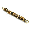Natural Tiger Eye & Electroplated Synthetic Non-magnetic Hematite Heishi Connector Charms PALLOY-JF03291-06-4