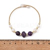 Round & Nuggets Natural & Synthetic Gemstone & Cultured Freshwater Pearl Beaded Bangles BJEW-JB14091-5