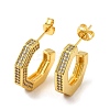 Brass Micro Pave Clear Cubic Zirconia Stud Earrings for Women EJEW-A040-09G-1