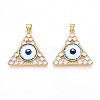 Brass Micro Pave Clear Cubic Zirconia Pendants for Women KK-T070-90A-08-1