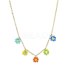 Glass Seed Bead Flower Bib Pendant Necklaces PW-WGC3FE4-02-1