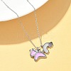 304 Stainless Steel Pearl Pink Enamel & Natural White Shell Pendant Unicorn Rainbow Pendant Necklaces for Women NJEW-M101-02P-1