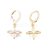 Clear Cubic Zirconia Flower Dangle Leverback Earrings EJEW-N012-74-1