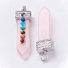 Natural Rose Quartz with Synthetic & Natural Mixed Stone Chakra Big Pendants G-E415-A07-2
