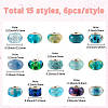 90Pcs 15 Styles Blue Series Large Hole Resin European Beads OPDL-SP0001-03-2