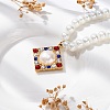 PVD Vacuum Plating 304 Stainless Steel Colorful Cubic Zirconia Rhombus Pendant Necklaces STAS-Z114-23G-1
