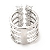 Clear Cubic Zirconia Open Cuff Ring RJEW-E064-03P-2