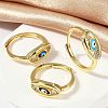 Brass Micro Pave Clear Cubic Zirconia Enamel Finger Rings for Women RJEW-L113-024G-3