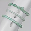 3Pcs Alloy & Natural Green Aventurine Beads Charm Bracelets DY7954-4-1