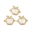 Rack Plating Brass Micro Pave Clear Cubic Zirconia Apple Links Connector Charms KK-K385-115G-1