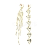 Crystal Rhinestone Heart Tassel Asymmetrical Earrings with 925 Sterling Silver Pins LS-EJEW-C037-05LG-2