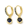 Cubic Zirconia Flat Round Dangle Hoop Earrings EJEW-E270-35G-02-1