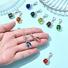10Pcs 10 Colors Teardrop Glass & Alloy Pendant Decoration HJEW-YW00037-5
