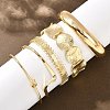 5Pcs 5 Styles Iron & Alloy Bangles Set for Women BJEW-A156-03G-1