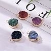Natural Drusy Agate Flat Round Links connectors G-P090-17-6