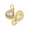 Brass Micro Pave Clear Cubic Zirconia Charms KK-G490-20G-2