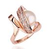 Real Rose Gold Plated Eco-Friendly Tin Alloy Round Imitation Pearl Finger Rings For Party RJEW-BB14344-6RG-1