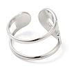 304 Stainless Steel Double Layer Open Cuff Ring for Women RJEW-I098-27P-3