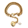 304 Stainless Steel & Natural Freshwater Pearl Curb Chain Bracelets for Women BJEW-G763-03G-2