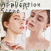 6Pcs Brass Pave Clear Cubic Zirconia Rectangle Tassel Stud Earring Findings DIY-CN0002-77-5