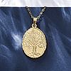 Oval Tree of Life 304 Stainless Steel Pendant Necklaces NJEW-M096-10G-5