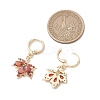 Maple Leaf Brass Micro Pave Cubic Zirconia Leverback Earrings EJEW-JE06916-01-4