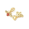 Brass Pave Clear Cubic Zirconia Bee European Dangle Charms KK-K293-73G-2