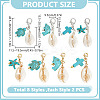 16Pcs 8 Styles Natural Shell Pendant Decorations HJEW-GO00214-2