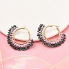 304 Stainless Steel & Bohemian Beaded Fan Hoop Earrings for Women EJEW-R001-01G-02-4