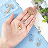8Pcs 4 Styles Flat Round & Butterfly Brass Clear Cubic Zirconia Fold Over Clasps KK-DC0001-64-3