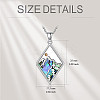 304 Stainless Steel Pave Natural Paua Shell & Mustard Seeds Rhombus with Mountain Faith Pendant Necklaces FS-WG4919D-01-4