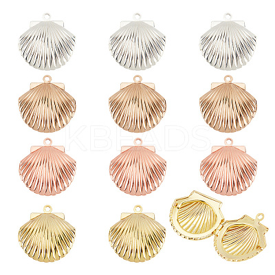 12Pcs 3 Colors Brass Locket Pendants KK-PH0005-28-1