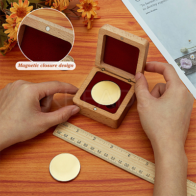 Square Beech Wooden Coin Storage Boxes CON-WH0099-61B-1