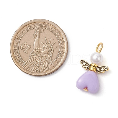 Acrylic & ABS Plastic Imitation Pearl Angel Pendants PALLOY-JF04466-01-1