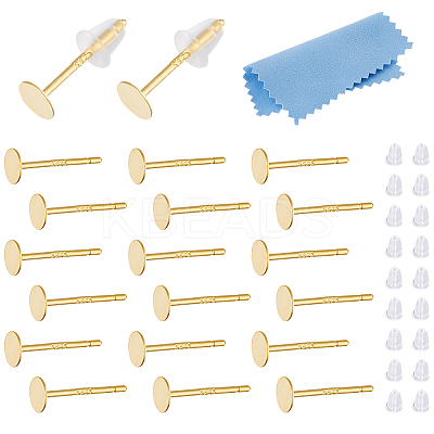20Pcs 925 Sterling Silver Flat Pad Stud Earring Findings STER-DC0001-59-1