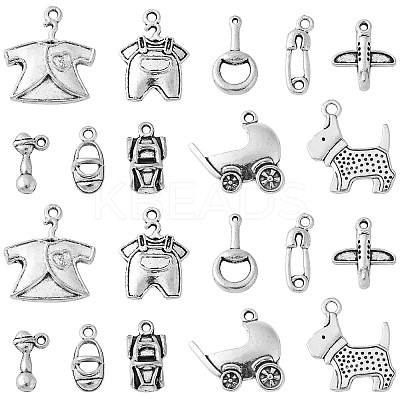 100Pcs 10 Styles Tibetan Style Alloy Charms TIBEP-CJ0002-65-1
