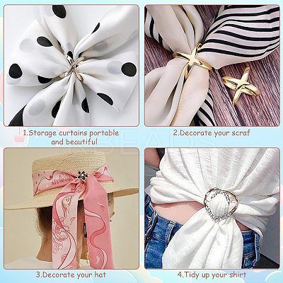 10Pcs 5 Styles Alloy with Plastic Scarf Buckle Ring AJEW-CJ0001-35-1