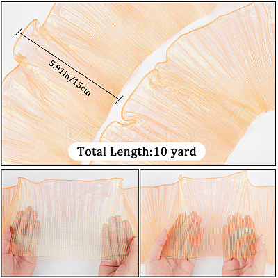 10 Yards Mermaid Color Polyester Pleated Lace Trim Ribbon DIY-WH0419-44B-1