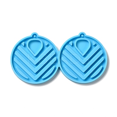 DIY Hollow-out Flat Round Pendant Silicone Molds DIY-I099-37-1