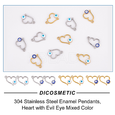 16Pcs 4 Style 304 Stainless Steel Enamel Pendants STAS-DC0010-35-1