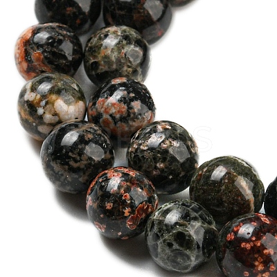 Natural Red Snowflake Obsidian Round Beads Strands G-P503-6MM-06-1